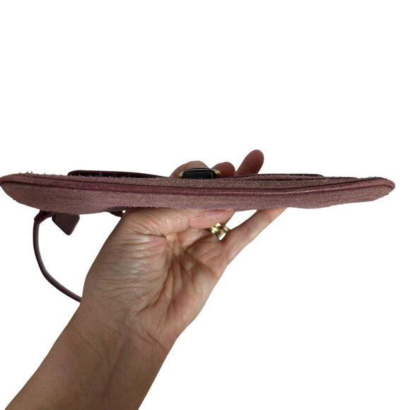 Vintage Coach SOHO Burgundy Purple Suede Buckle Wristlet Mini Bag Signature - Picture 5 of 11